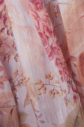 Zimmermann Wild Botanica Open-back Cutout Floral-print Linen And Silk-blend Mini Dress - Pink