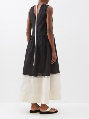 Lee Mathews Gina Cotton-seersucker Midi Dress - Black White