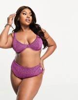Thumbnail for your product : ASOS Curve ASOS DESIGN Curve mix and match glitter underwired bikini top in pink