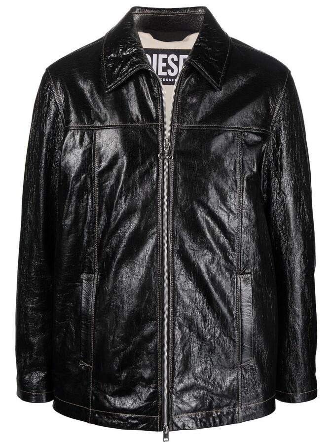 Diesel Mens Leather Jacket | Shop the world's largest collection 