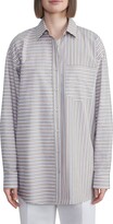 Oversize Stripe Cotton Button-Up Shir 