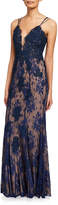 Thumbnail for your product : Jovani V-Neck Spaghetti-Strap Lace Column Gown