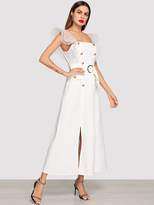 Thumbnail for your product : Shein Tiered Mesh Ruffle O-Ring Belt Prom Dress