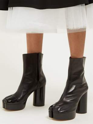 Maison Margiela Tabi Split Toe Leather Platform Boots - Womens - Black