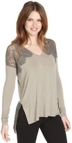 Thumbnail for your product : Bailey 44 grey stretch lace accent shoulder long sleeve tunic