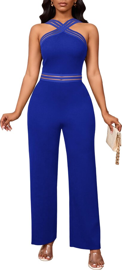 Haibang Jumpsuit Women's Flared Tight Scrunch Butt Bodysuit Long - Main Image