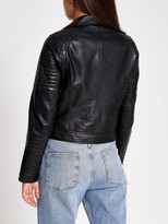 Thumbnail for your product : River Island Leather Biker Jacket - Black