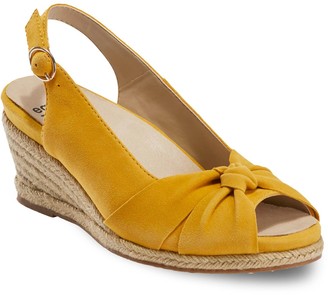 earth suede peep toe wedge