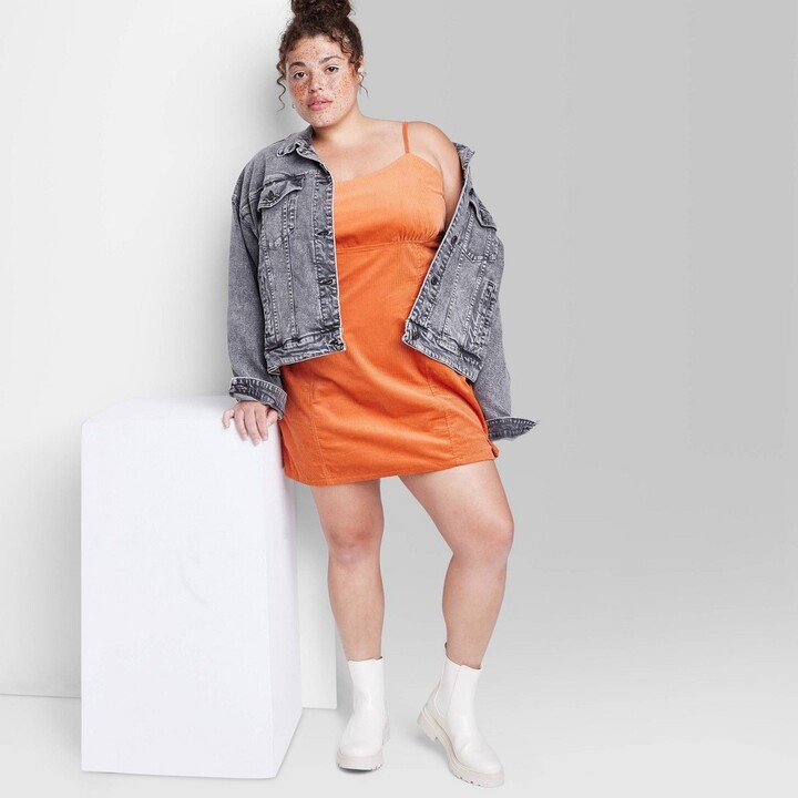 Wild Fable Women's Plus Size Sleeveless Cord Dress Orange 3X