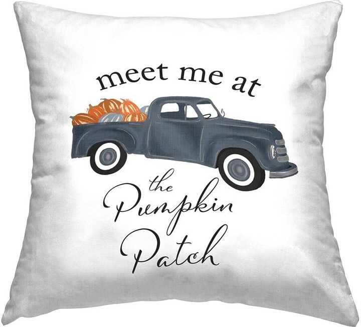 Pumpkin Patch Seasonal Farmhouse Truck Grey Print Polyester 18in. X 18in. Throw Pillow
