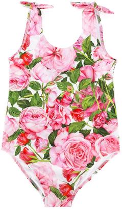 Dolce & Gabbana Kids - floral print swimsuit - kids - Nylon/Polyamide/Spandex/Elastane - 4 yrs