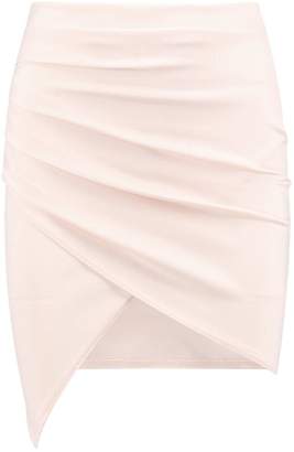 boohoo Petite Ruched Side Asymmetric Mini Skirt