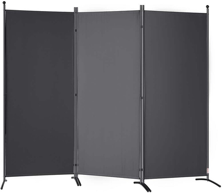 VEVOR Room Divider 72.4 in Freestanding and Folding Privacy Screens 3 Panel for Office Bedroom Study (Dark Gray)