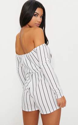 PrettyLittleThing Micah White Stripe Playsuit