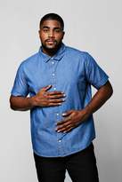 Thumbnail for your product : boohoo Big & Tall Short Sleeve Denim Shirt
