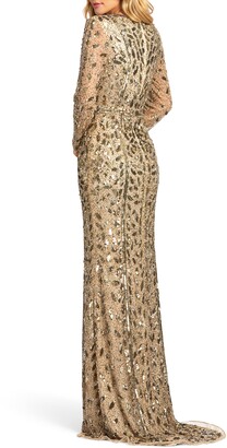 Mac Duggal Embellished Long Sleeve Evening Gown