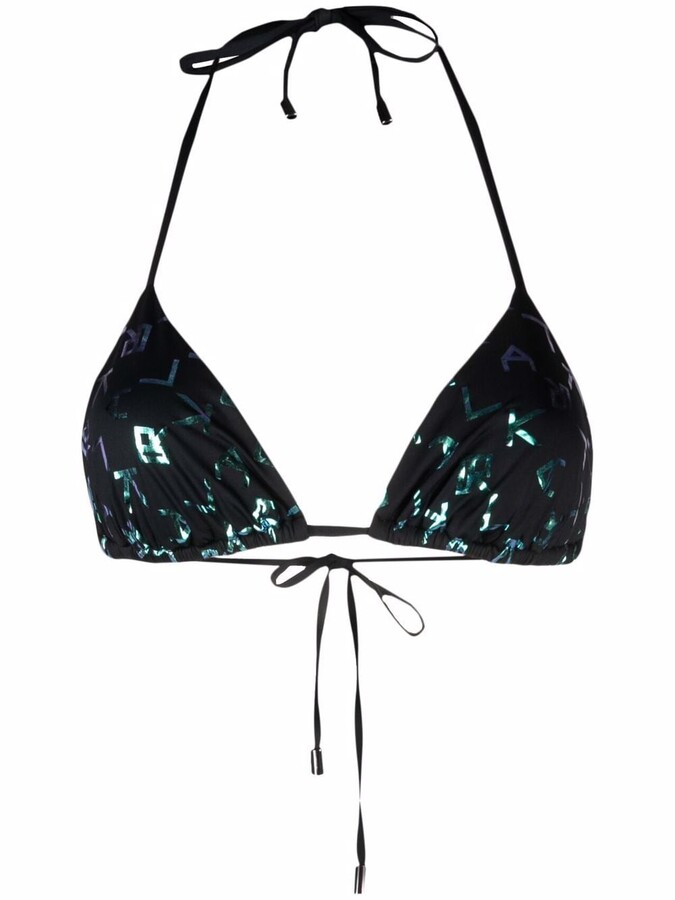 Karl Lagerfeld Paris Iridescent Logo Triangle Bikini Top ShopStyle