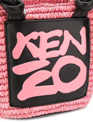 Kenzo Small Straw Logo Tote Bag