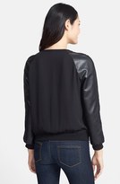 Thumbnail for your product : Halogen Faux Leather Sleeve Sweatshirt
