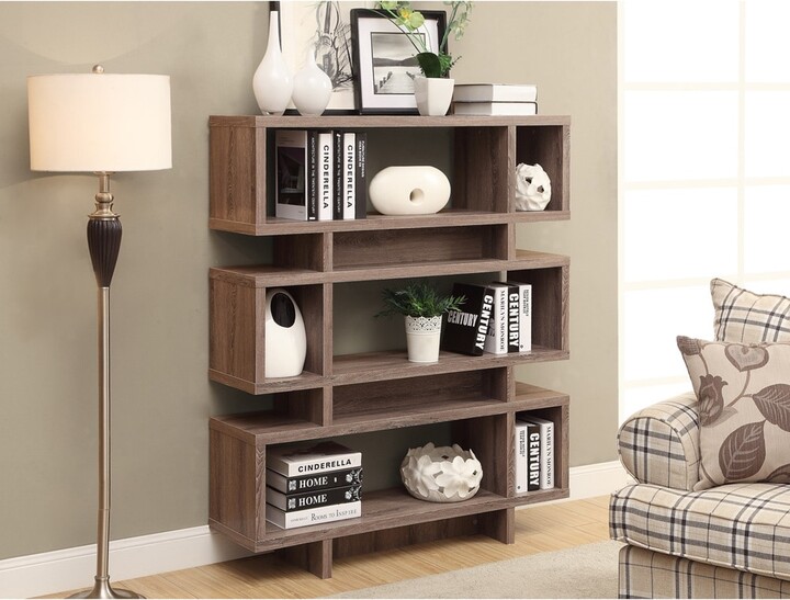 Dark Taupe 55inch High ReclaimedLook Modern Bookcase ShopStyle
