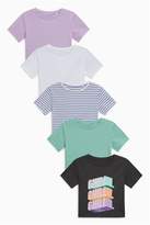 Thumbnail for your product : Next Girls Multi Slogan Short Sleeve T-Shirts Five Pack (3-16yrs)