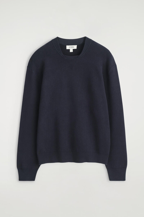 COS Double-Faced Bomber-Neck Knitted Sweater