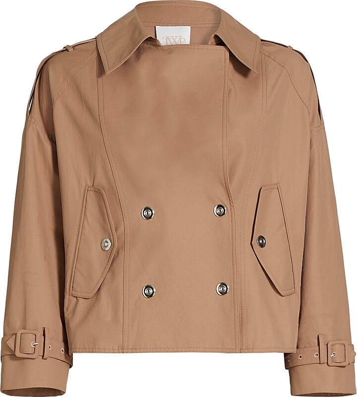 TWP Women's Bogie Cropped Trench Jacket - Clay - Size Large