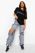 Thumbnail for your product : boohoo Petite 'Single Af' Graphic T-Shirt
