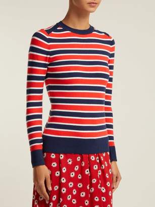 JoosTricot Peachskin Striped Cotton Blend Sweater - Womens - Navy Multi