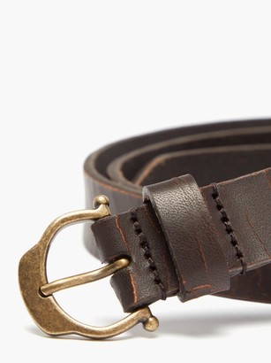 Saint Laurent Giglio Creased-leather Belt - Brown