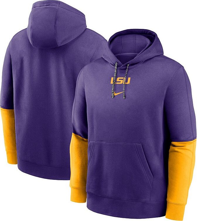 Men's Nike Purple/Gold LSU Tigers Sideline Club Pullover Hoodie
