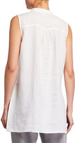 Thumbnail for your product : Eileen Fisher Petite Organic Linen Sleeveless Mandarin Collar Shirt