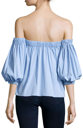 Milly Off-the-Shoulder Stretch-Cotton Blouse