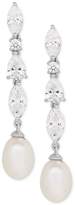 Thumbnail for your product : Arabella Cultured Freshwater Pearl (9 x 7mm) and Swarovski Zirconia Drop Earrings in Sterling Silver, Created for Macy's