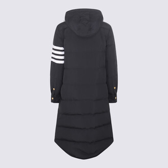 【THOM BROWNE】NAVY BLUE FEATHER DOWN 4-BAR COAT Thom Browne Navy Blue Feather Down 4-Bar Coat - ShopStyle