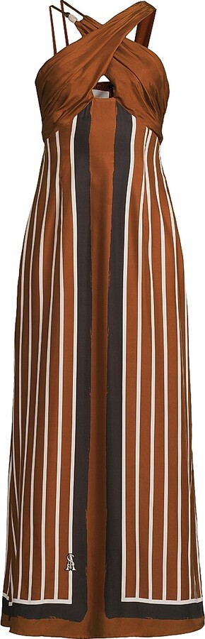 SANCIA Women's Pivoine Ellery Striped Maxi Dress - Cherrywood Stripe - Size XS