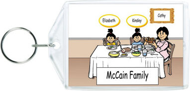 Printed Perfection Personalized Family Dinner - Single Mom 2 girls Acrylic Key Chain