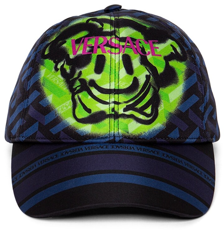 Reisbureau Adviseur Geen Versace Smiley Face Medusa Logo Cap Navy - ShopStyle Hats