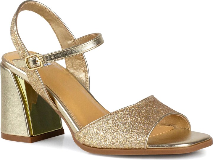 NINETY UNION Block heel metallic sandal