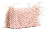 Thumbnail for your product : Loeffler Randall Mimi Feather-trimmed Beaded Satin Shoulder Bag - Pink