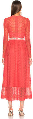 Zimmermann Allia High Neck Lace Dress in Coral | FWRD