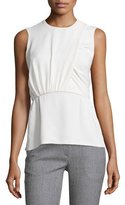 Thumbnail for your product : Derek Lam Sleeveless Ruched Peplum Top, White