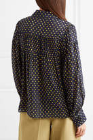 Thumbnail for your product : Joseph Crosby Polka-dot Silk-georgette Blouse - Midnight blue