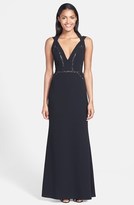 Thumbnail for your product : BCBGMAXAZRIA 'Penelopey' Lace Inset Strap Detail Gown