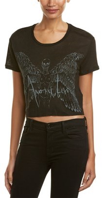The Kooples Graphic Cropped Linen T-shirt.
