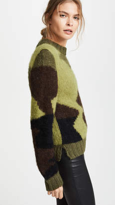 Smythe Hand Knit Camo Intarsia Sweater