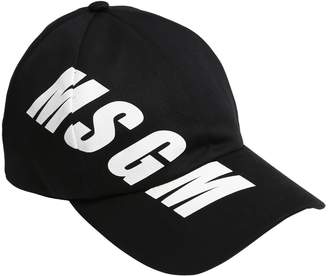 MSGM Logo Print Cotton Gabardine Baseball Hat