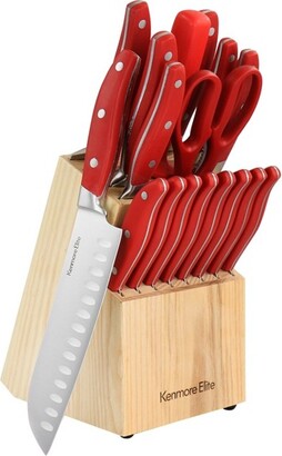 KENMORE ELITE 18-Piece Stainless Steel Cutlery and Wood Block Set