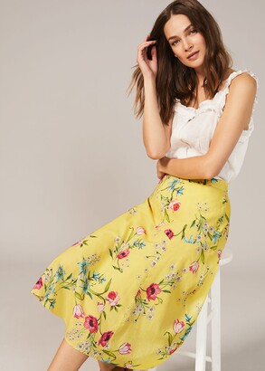 Phase Eight Louma Floral Cotton Midi Skirt