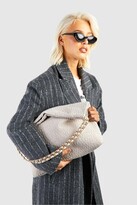 Thumbnail for your product : boohoo Textured Fabric Oversized Chain Strap Tote Bag